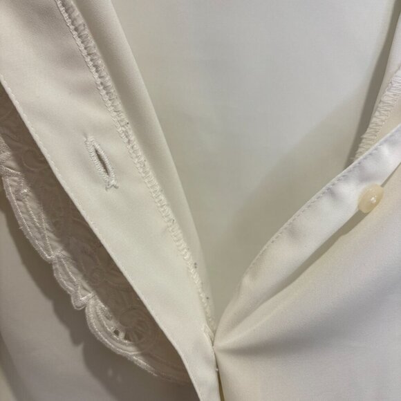 Vintage White Blouse with Embroidered Collar and Front Detail - Picture 8 of 15